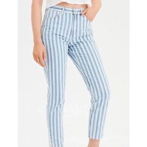 American eagle striped mom jean